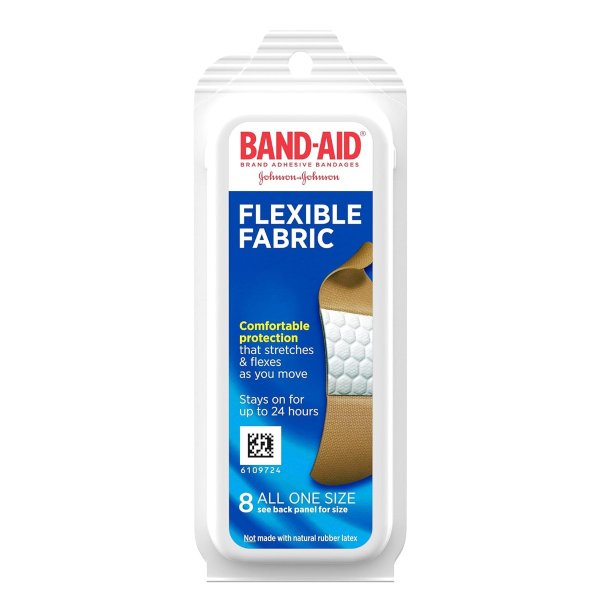 Brand Flexible Fabric Adhesive Bandages for Wound Care and First Aid, All One Size, 8 ct