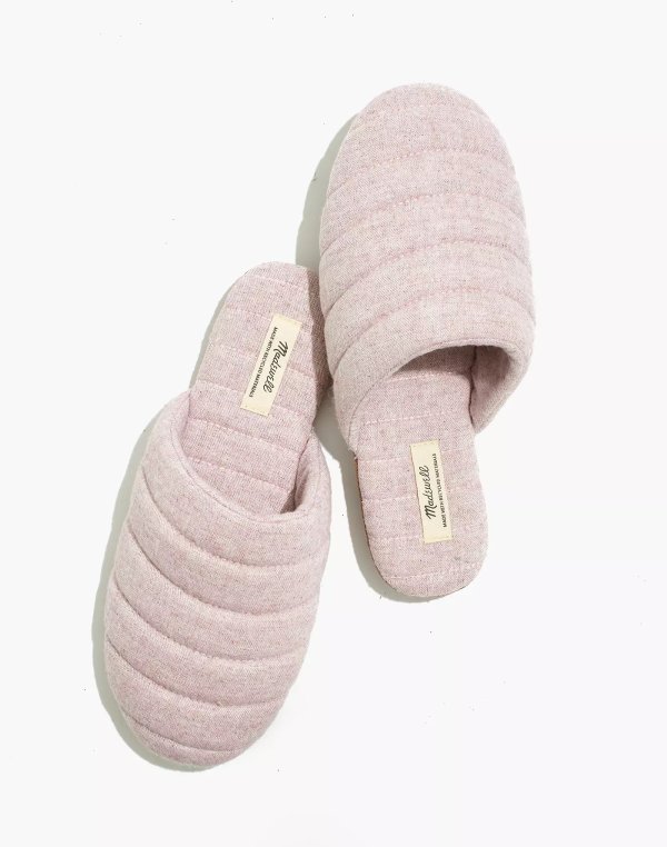 Chambray Quilted Scuff Slippers