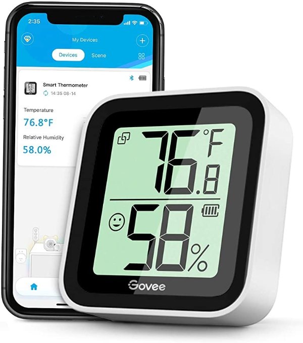 Temperature Humidity Sensor, Mini Bluetooth Hygrometer Thermometer with App Alert & Data Storage, Indoor Digital Thermometer Hygrometer with Data Export for Home Greenhouse Wine Humidor Garage