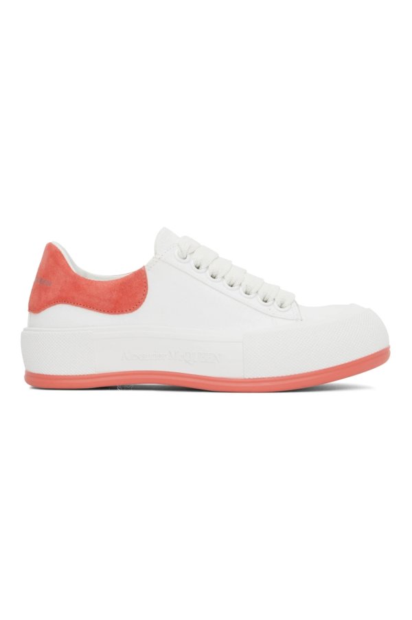 White & Pink Plimsoll Sneakers