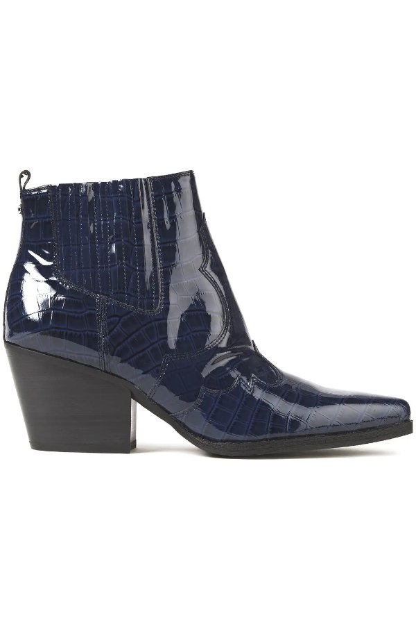 Winona glossed croc-effect leather ankle boots