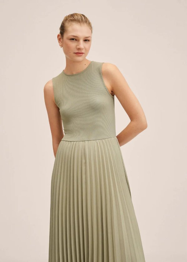 Asymmetrical pleated dress - Women | MANGO OUTLET USA