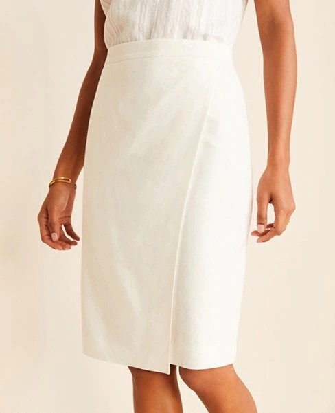 The Wrap Skirt in Linen Herringbone | Ann Taylor
