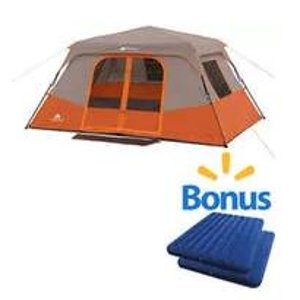Ozark Trail 8 Person Instant Cabin Tent with 2 Queen Airbeds Value Bundle