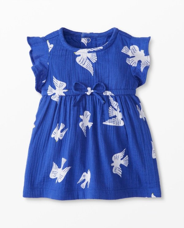 Baby Flutter Sleeve Muslin Dress