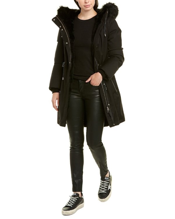 Anabel Leather-Trim Coat