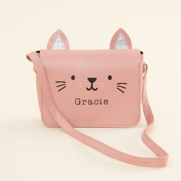 Personalized Pink Cat Toddler Handbag Welcome %1
