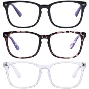 AIMADE Unisex Blue Light Blocking Glasses(3pc-Leopard-Black-White)