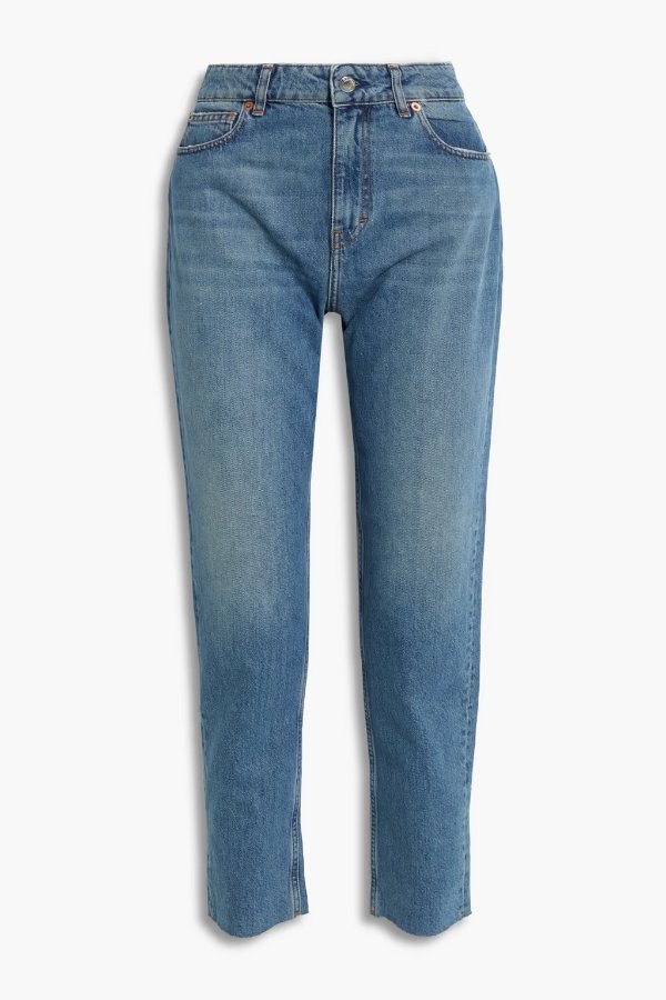 Chary frayed high-rise slim-leg jeans