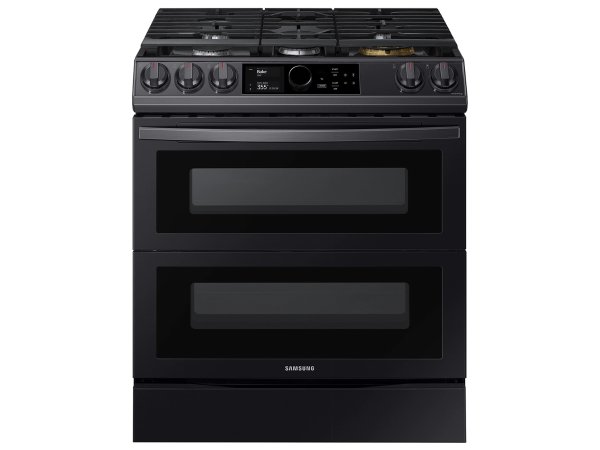 6.3 cu. ft. Flex Duo&trade; Front Control Slide-in Dual Fuel Range with Smart Dial, Air Fry &amp; Wi-Fi in Black Stainless Steel Ranges - NY63T8751SG/AA | Samsung US