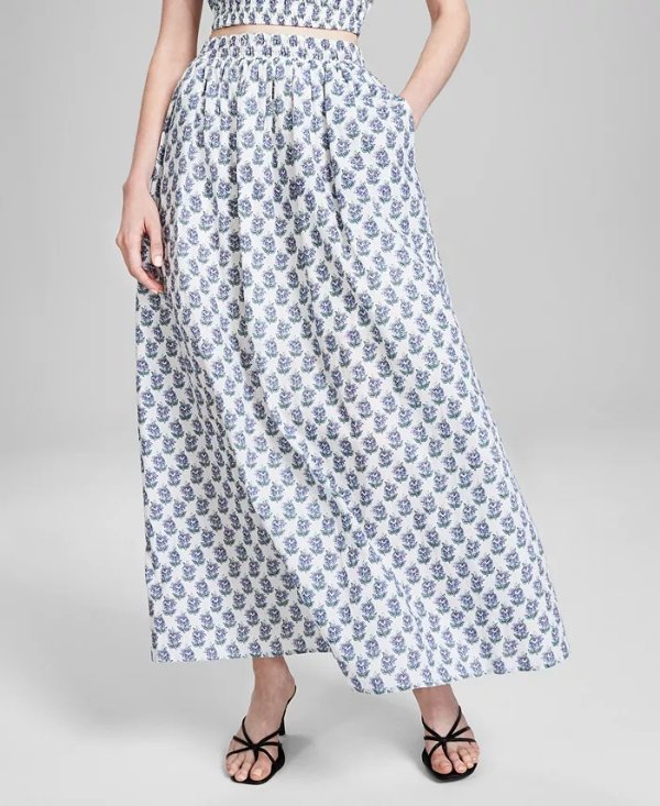 Women's Printed Cotton Maxi Skirt, Created for Macy's