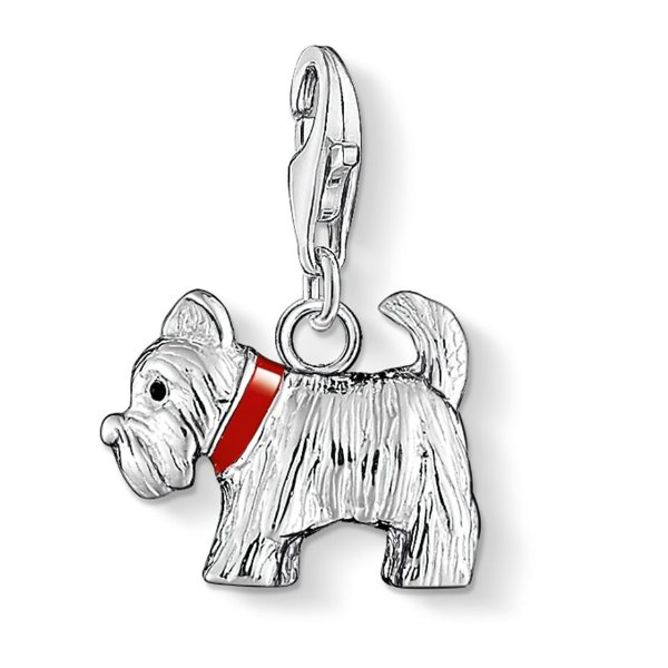 Silver Red Collar Dog Charm 0316-007-10