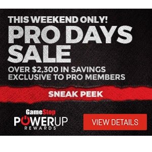 Gamestop Pro Days Sale