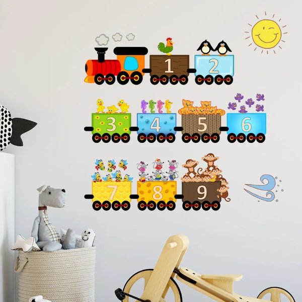 Children's room decoration bedroom stickers wall decoration wallpaper kindergarten cartoon baby animal train