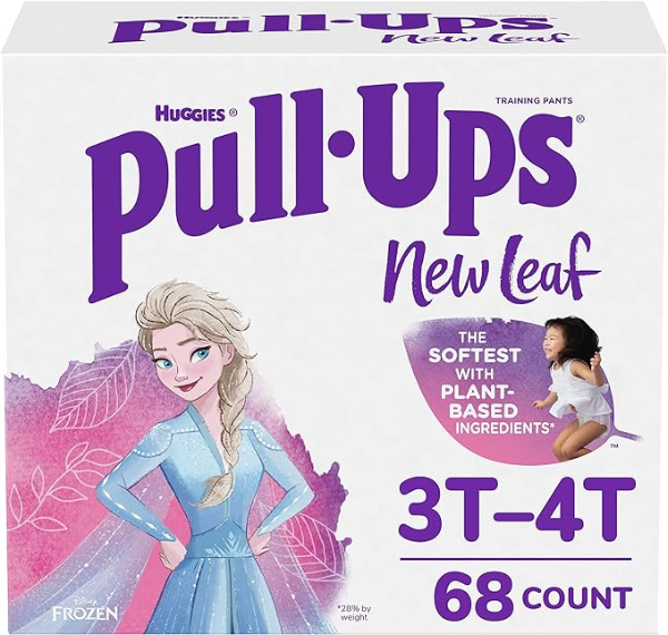 -Ups New Leaf Girls' Potty Training Pants, Hypoallergenic Training Underwear, 3T-4T, 68 Ct