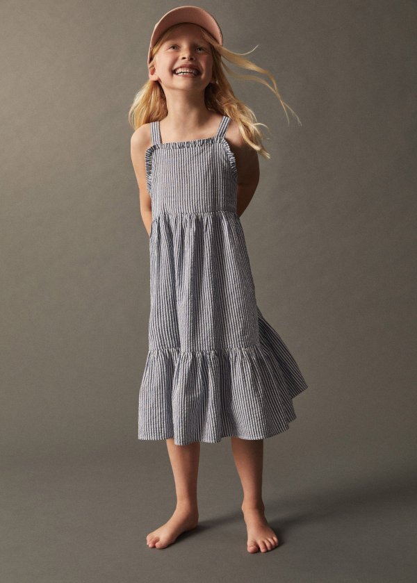 Striped cotton dress - Girls | Mango Kids USA