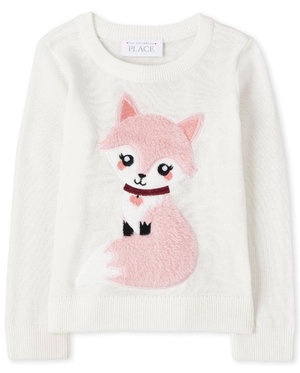 Baby And Toddler Girls Long Sleeve Animal Graphic Sweater
