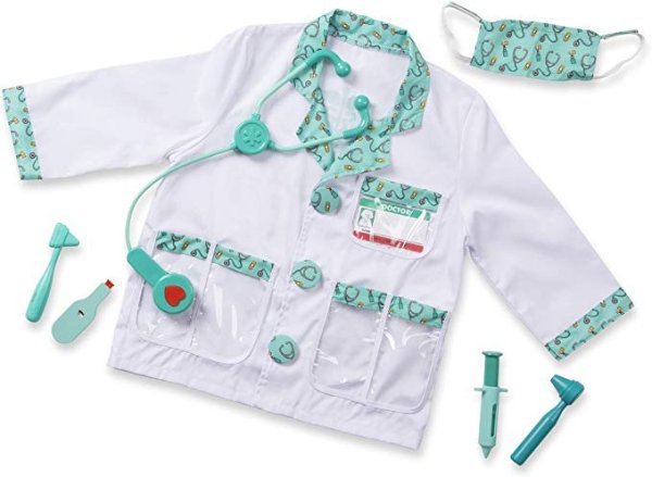 96022 Doctor Role Play Costume Dress-Up Set (7 pcs) Frustration-Free Packaging, Toddler, Multicolor