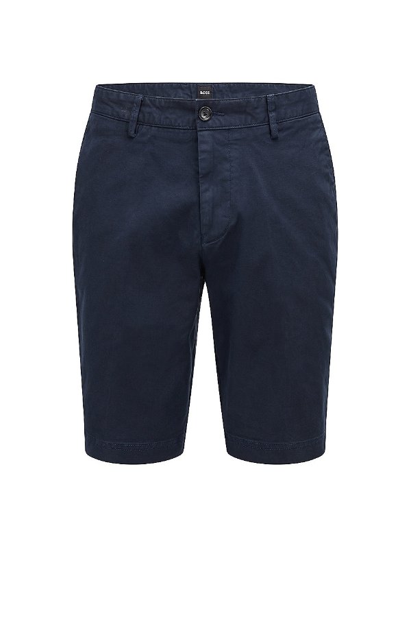 Slim-fit regular-rise shorts in stretch cotton