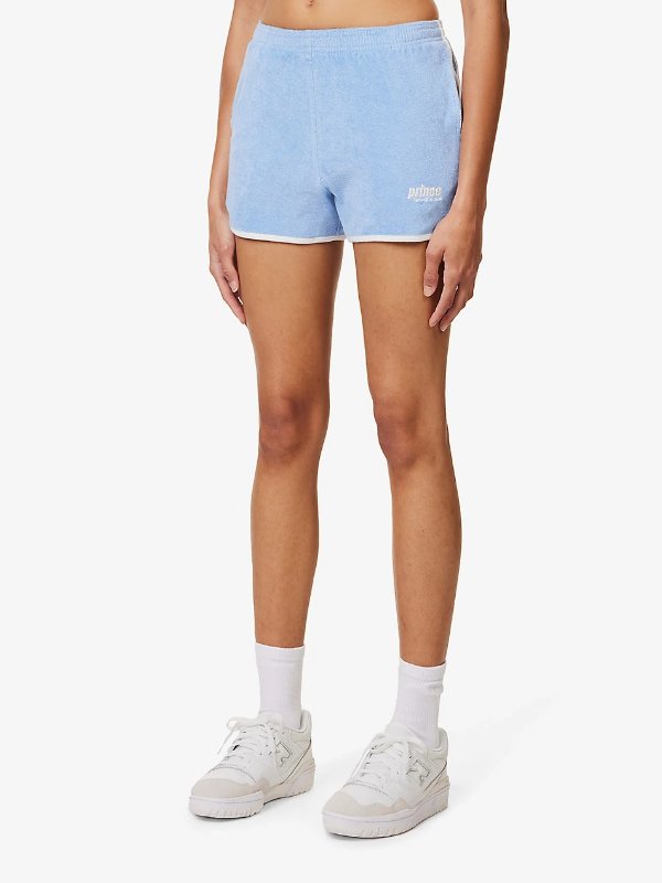 x Prince brand-embroidered cotton shorts
