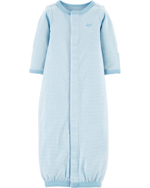 Preemie Striped Cotton Sleeper Gown
