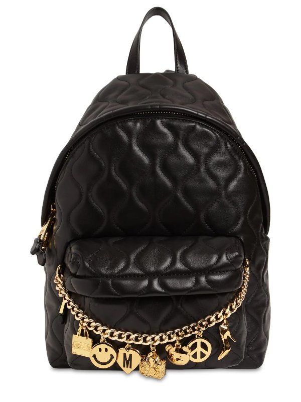 LEATHER BACKPACK W/CHARMS
