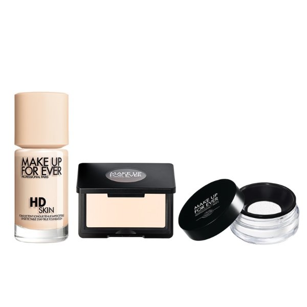 DEALMOON EXCLUSIVE COMPLEXION SET HD Skin Foundation, Ultra HD Loose Powder, Artist Face Powder
