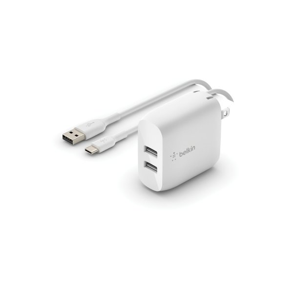 BOOST↑CHARGE™ Dual USB-A Wall Charger 24W + USB-A to USB-C® cable