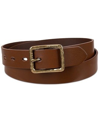 Women's Hammered Center Bar Buckle Casual Leather Belt
