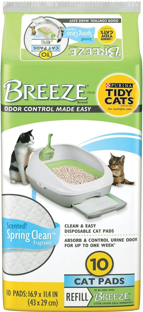 Breeze Spring Clean Scented Litter System Cat Pads, 10 count - Chewy.com