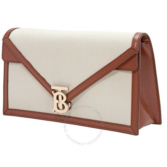 Small Canvas And Leather TB Envelope Clutch