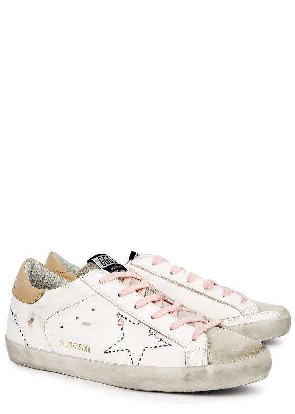 Superstar Doodle distressed leather sneakers
