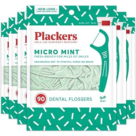 Micro Mint Dental Floss Picks, 90 Count, Pack of 6, Green