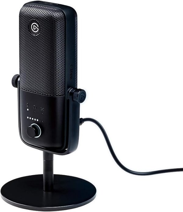 Wave:3 - Premium Studio Quality USB Condenser Microphone for Streaming, Podcast, Gaming and Home Office, Free Mixer Software, Sound Effect Plugins, Anti-Distortion, Plug ’n Play, for Mac, PC