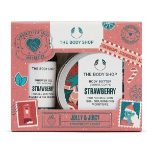 The Body Shop Jolly & Juicy Strawberry Treats Gift Set – Seriously Sweet and Refreshing Vegan Body Care Gift – 2 Items