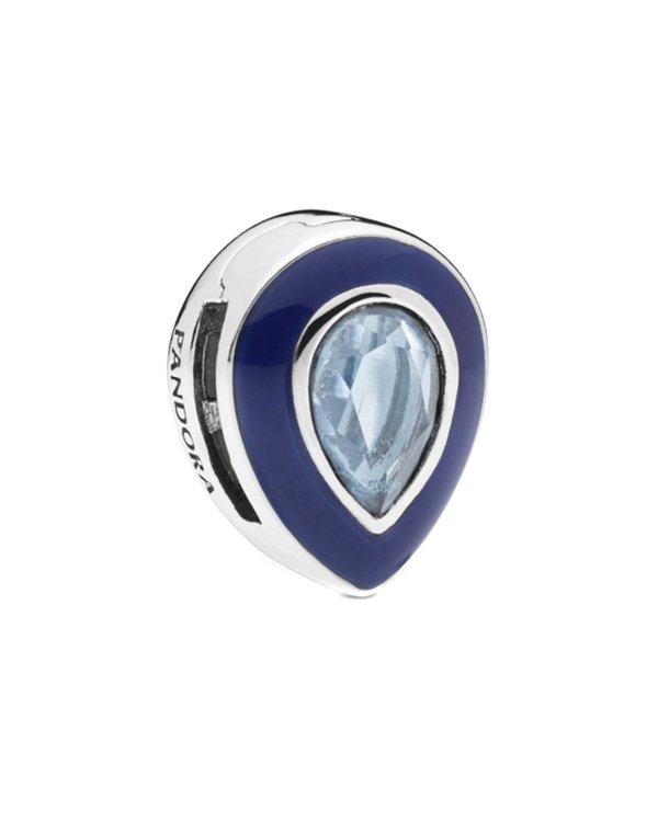 REFLEXIONS Silver Crystal & Enamel Blue Teardrop Clip Charm