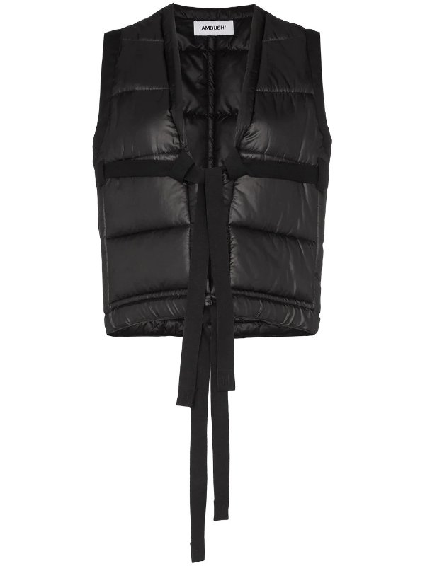 tie-front padded gilet