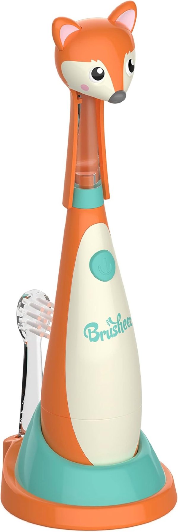 Little Toddlers Sonic Toothbrush - Safe & Gentle Toothbrush for Ages 1-3 with Built-in, Light-Up 2-Minute Timer, Extra Brush Head, & Storage Base for First-Time Brushers (Fuzzy The Fox)