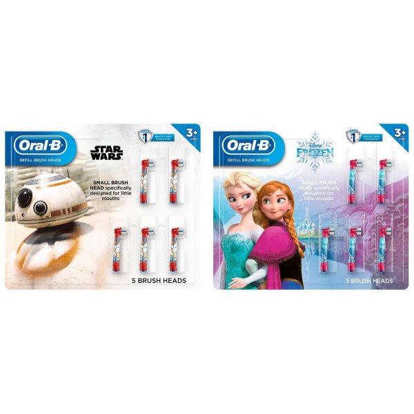儿童电动牙刷头5个替换装，冰雪奇缘2或星战两种选