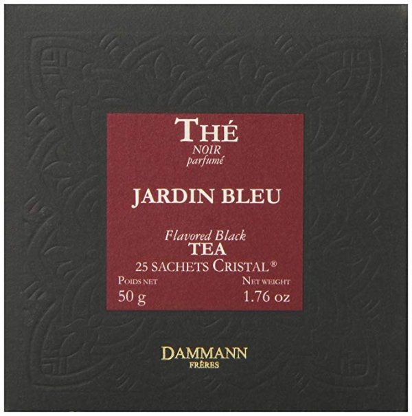 Sachets, Jardin Bleu Tea Bags, Premium Gourmet French Black Tea, Blend Strawberry, Rhubarb Flavors, 25 Count (Single Pack)