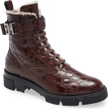 Terra 4G Buckle Faux Shearling Lined Combat Boot