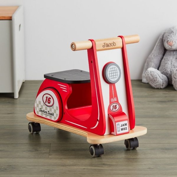 Personalized Wooden Red Ride On Scooter