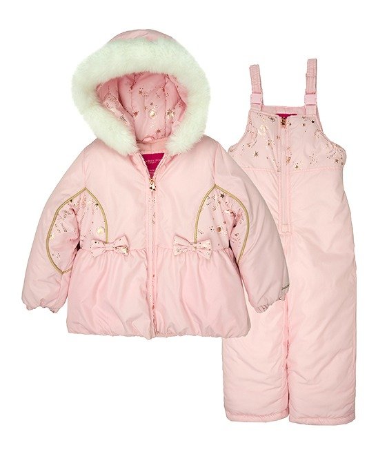 Light Pink & Gold Celestial Snowsuit - Infant, Toddler & Girls