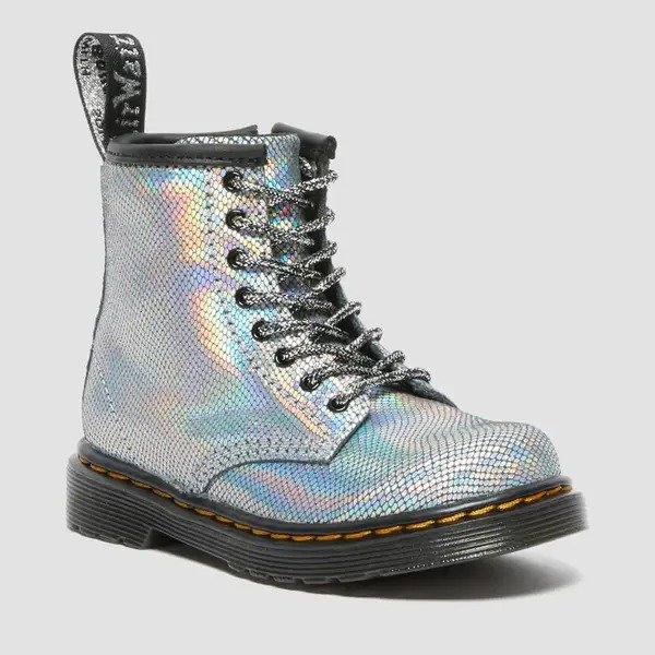 Toddlers' 1460 T Iridescent Reptile Boots - Silver
