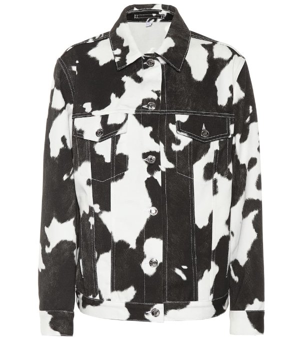 Cow-print denim jacket