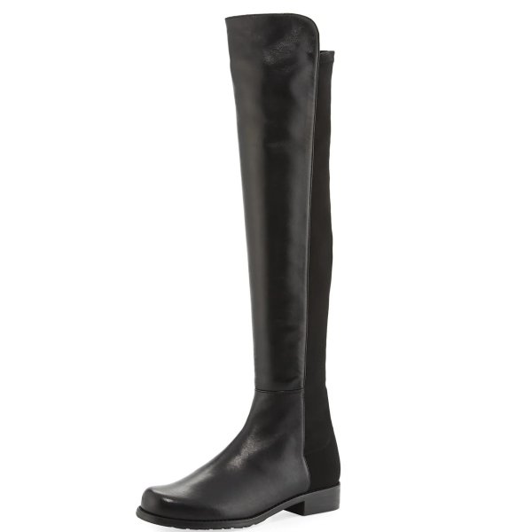 50/50 Leather Over-the-Knee Boot, Black
