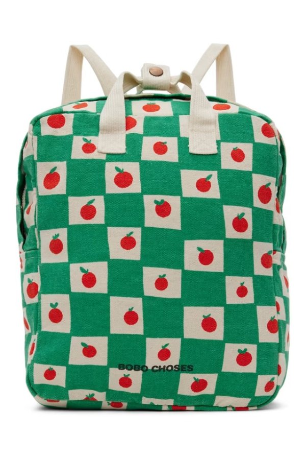 Kids Green Tomato All Over School Backpack