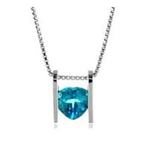 Sterling Silver Blue Topaz Heart Pendant/Necklace with Chain