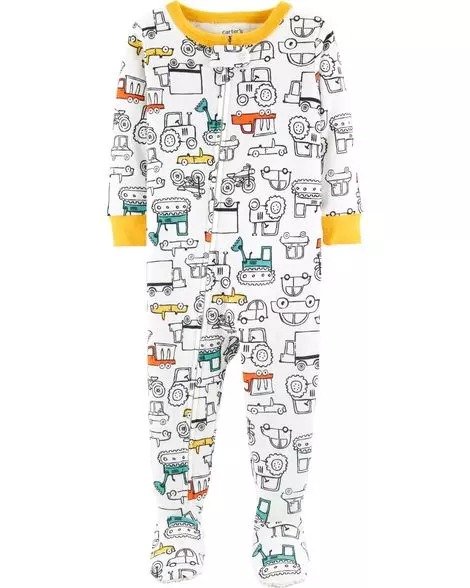 1-Piece Cars Footed Snug Fit Cotton PJs
