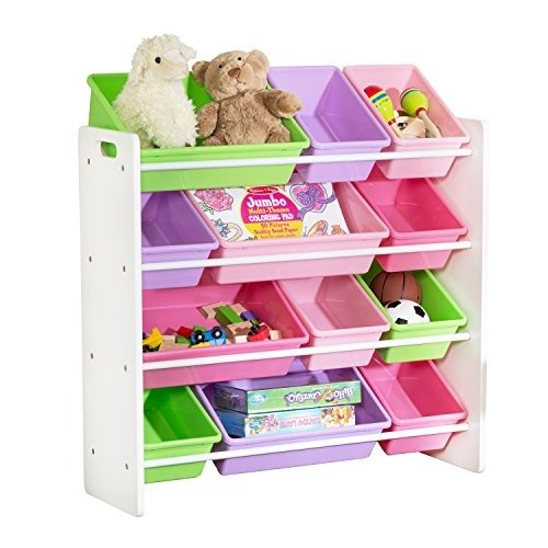 SRT-01603 Kids Toy Organizer and Storage Bins, White/Pastel